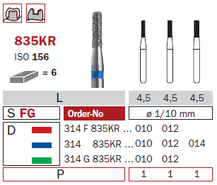 Fraise diamantée mandrin standard DiaSwiss 314G835KR.010