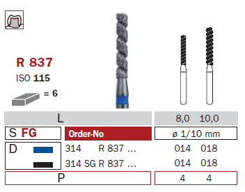 Fraise diamantée spéciale DiaSwiss 314R837.014