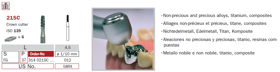 Fraise carbure coupe couronne DiaSwiss 314021SC.012