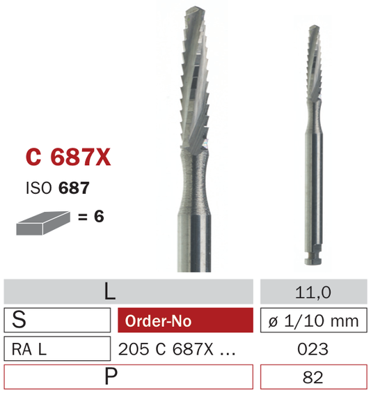 Fraise de chirurgie carbure C687X