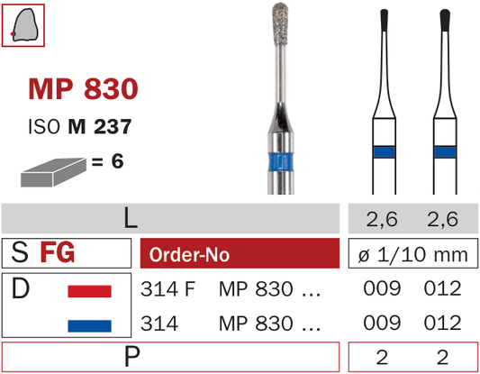 Fraise diamantée spéciale microprep MP830