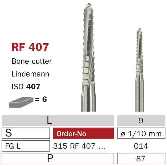 Fraise de chirurgie acier RF407 Bone cutters Lindemann