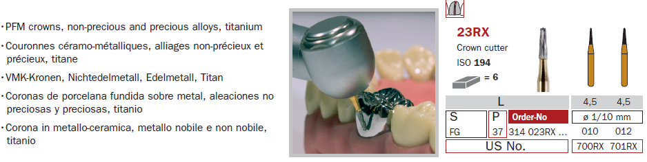 Fraise carbure coupe couronne DiaSwiss 314023RX.010