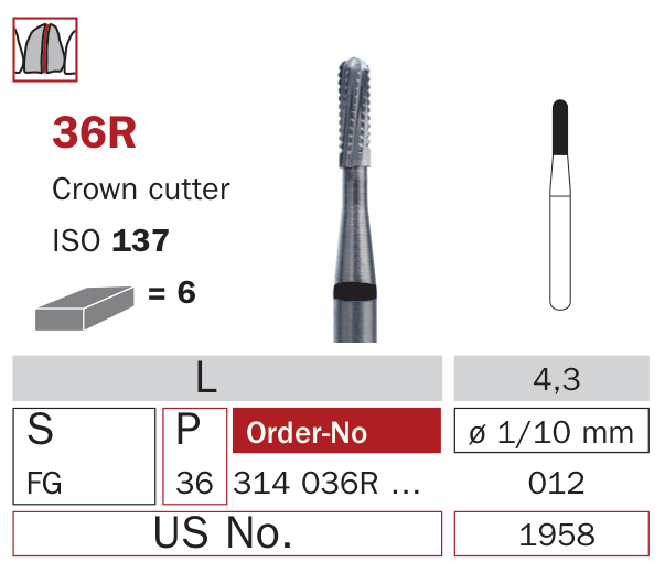 Fraise carbure de tungstène coupe couronne 036R
