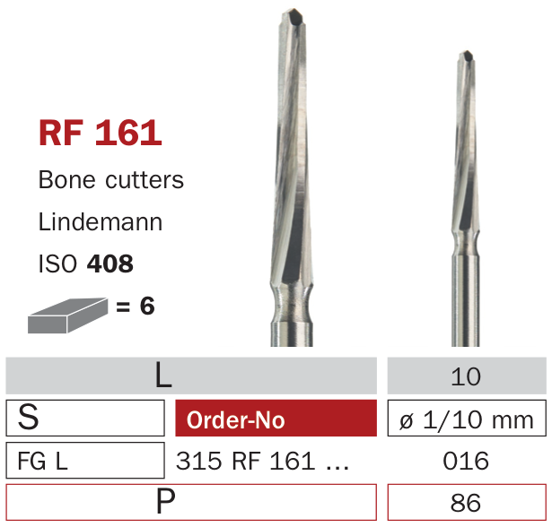 Fraise de chirurgie acier RF161 Bone cutters Lindemann
