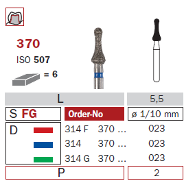 Fraise diamantée mandrin standard DiaSwiss 314G370.023