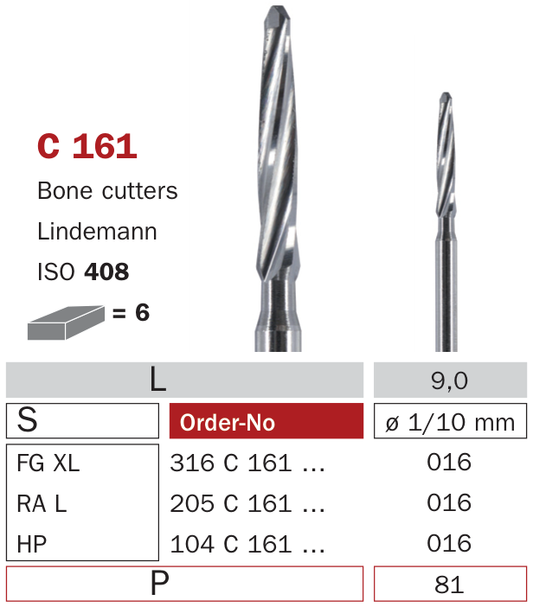 Fraise de chirurgie carbure C161 Bone cutters Lindemann