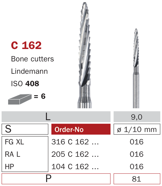 Fraise de chirurgie carbure C162 Bone cutters Lindemann