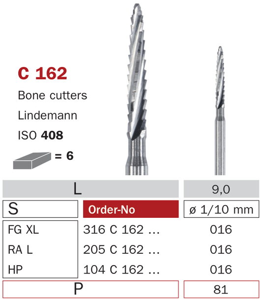 Fraise de chirurgie carbure C162 Bone cutters Lindemann