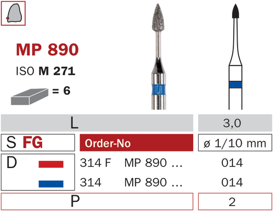 Fraise diamantée spéciale microprep MP890