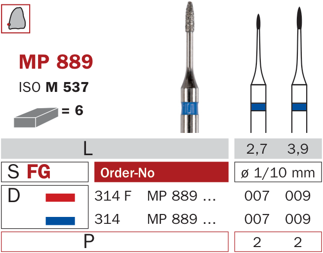 Fraise diamantée spéciale microprep MP889