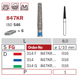 Fraise diamantée mandrin standard DiaSwiss 314G847KR.016