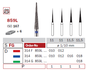 Fraise diamantée mandrin standard DiaSwiss 314G859L.018