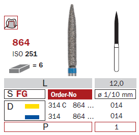 Fraise diamantée mandrin standard DiaSwiss 314G864.016
