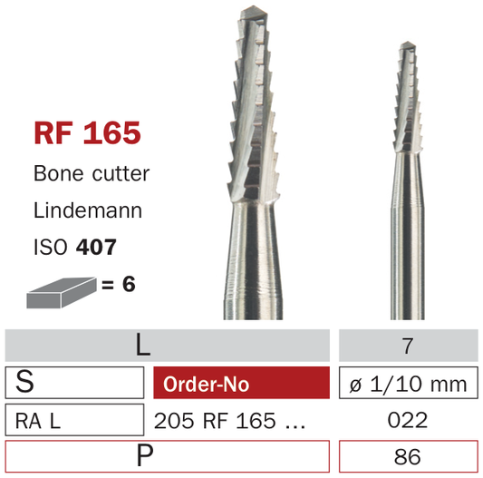 Fraise de chirurgie acier RF165 Bone cutters Lindemann