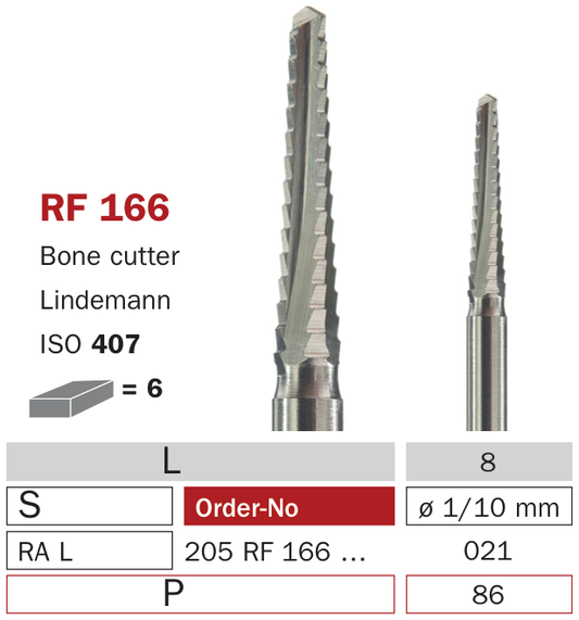 Fraise de chirurgie acier RF166 Bone cutters Lindemann