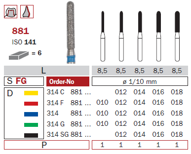 Fraise diamantée mandrin standard DiaSwiss 314G881.010