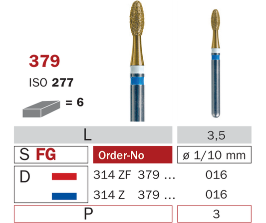 Fraise diamantée pour Zircon 379