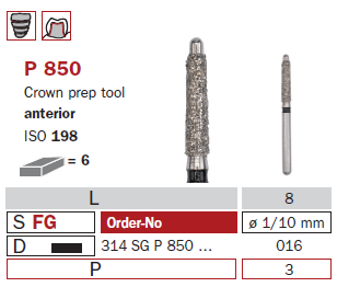 Fraise diamantée spéciale DiaSwiss 314SGP850.016