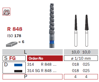 Fraise diamantée spéciale DiaSwiss 314R848.018