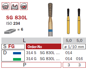 Fraise diamantée Goldies DiaSwiss 314GSG830L.014