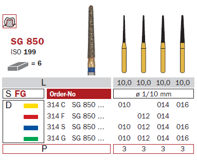 Fraise diamantée Goldies DiaSwiss 314CSG850.010