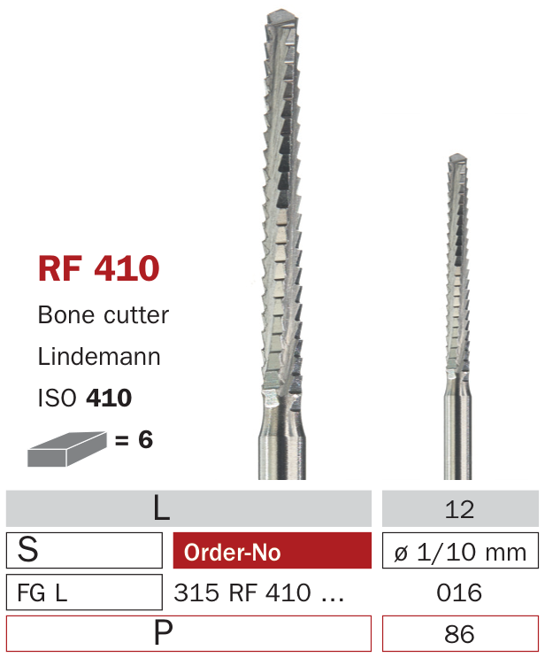 Fraise de chirurgie acier RF410 Bone cutters Lindemann