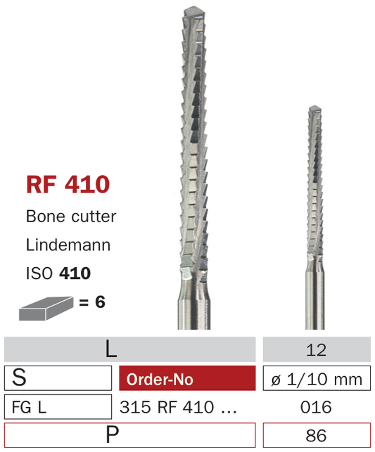 Fraise de chirurgie acier RF410 Bone cutters Lindemann
