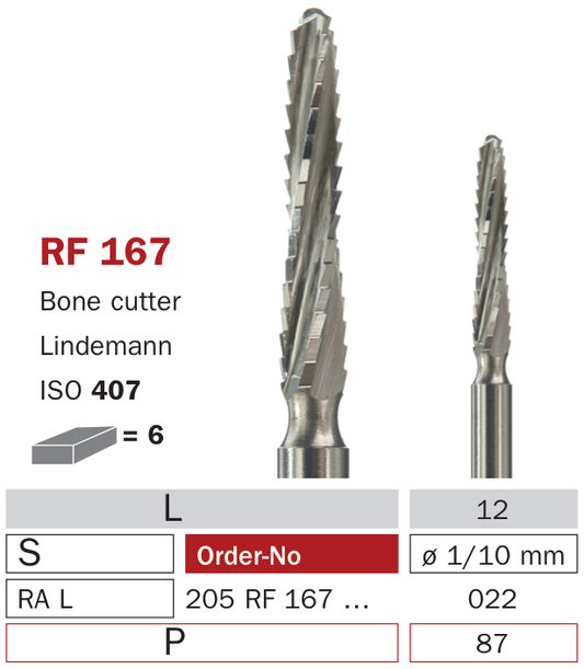 Fraise de chirurgie acier RF167 Bone cutters Lindemann