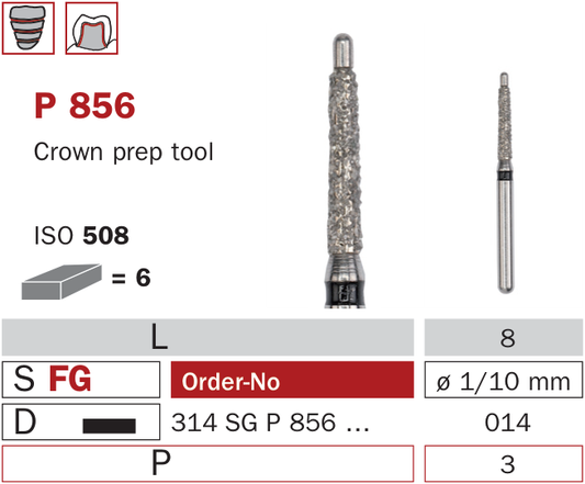 Fraise diamantée spéciale pointe guide P856