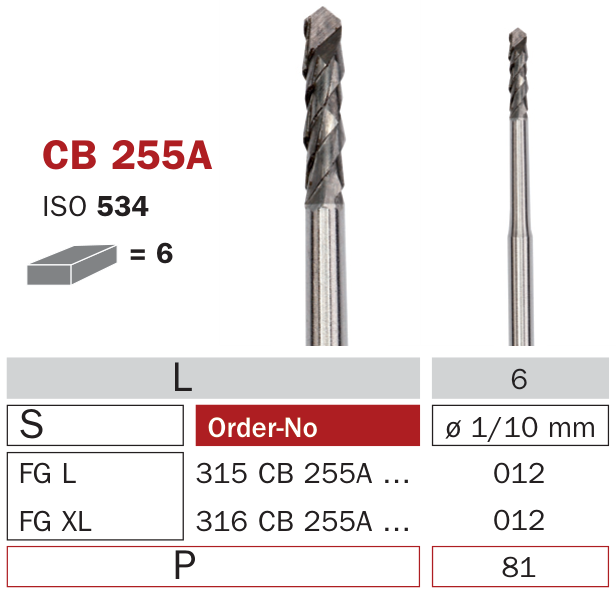Fraise de chirurgie carbure CB255A