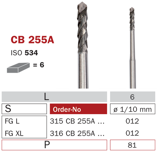 Fraise de chirurgie carbure CB255A