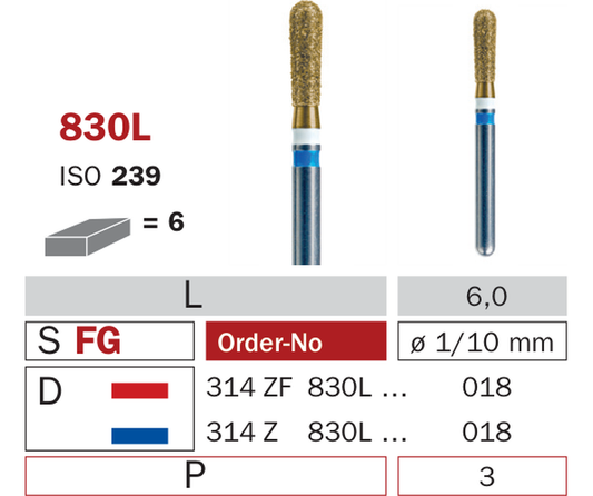 Fraise diamantée pour Zircon 830L