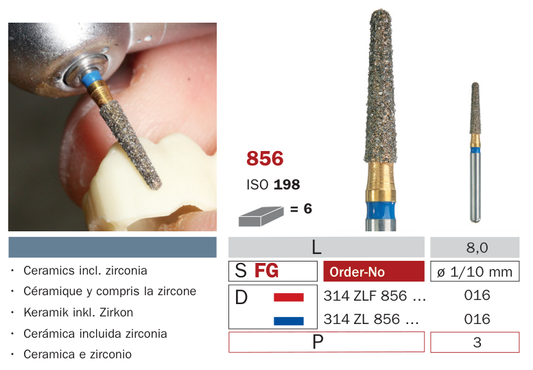 Fraise diamantée pour Zircon 856