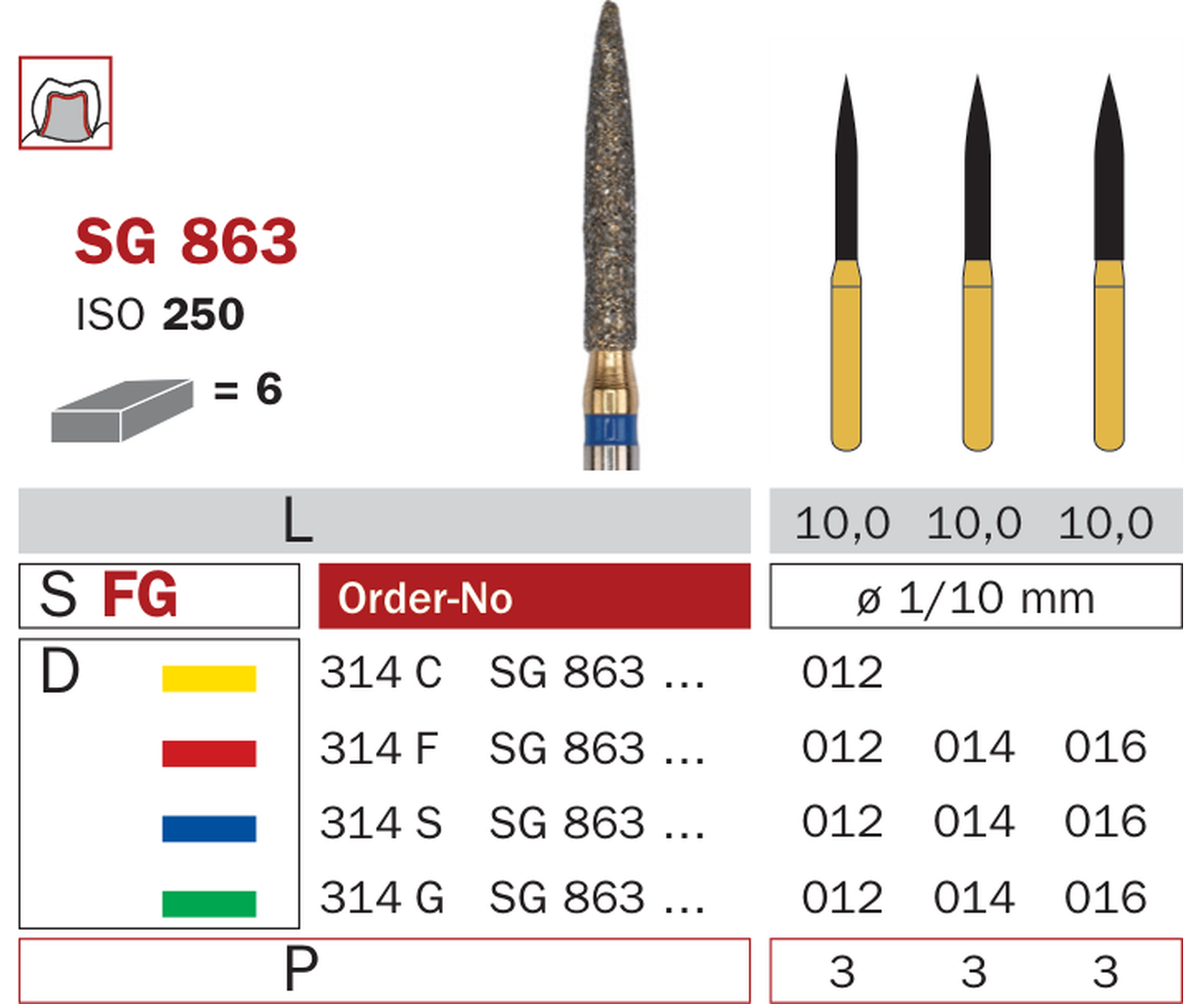 Fraise diamantée mandrin goldies turbine 863