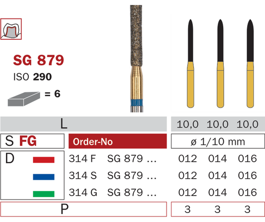 Fraise diamantée mandrin goldies turbine 879